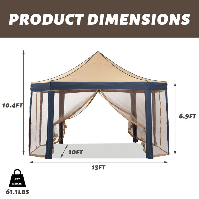 Zenova 13 Ft. W x 10 Ft. D Steel Popup Gazebo & Reviews Wayfair